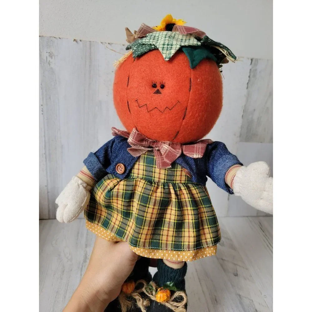 Pumpkin scarecrow‎ girl folk art country home decor kitchen